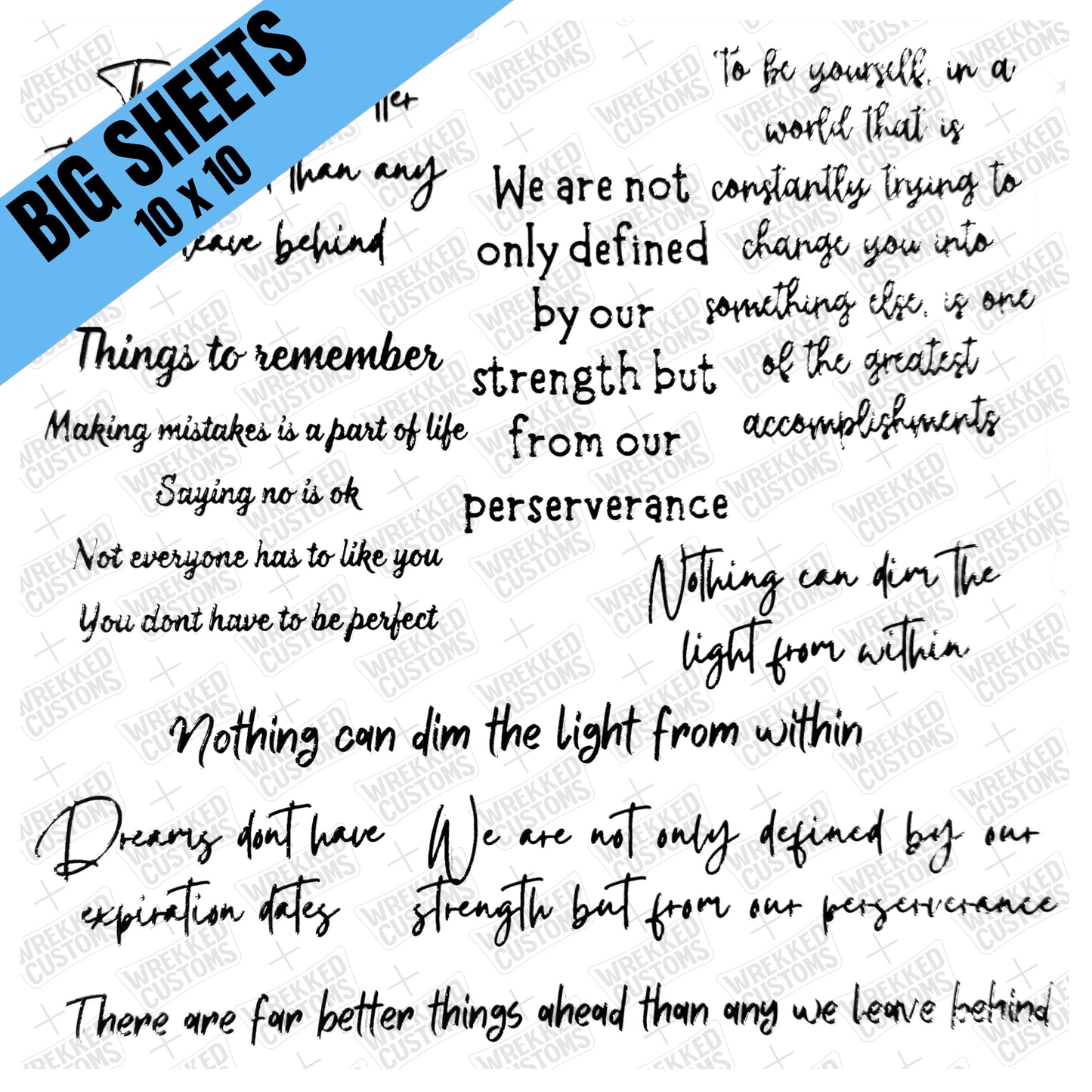 Word Sheet - Things to Remember Black (BS)