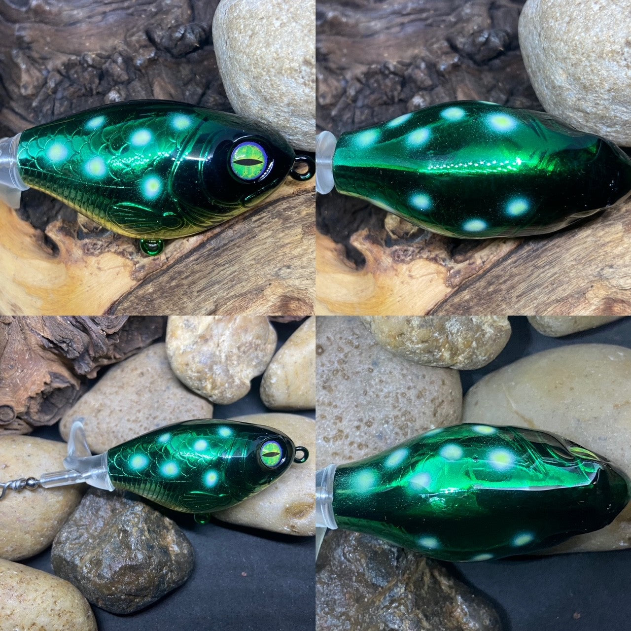 75mm Green Chrome Plopper Frog