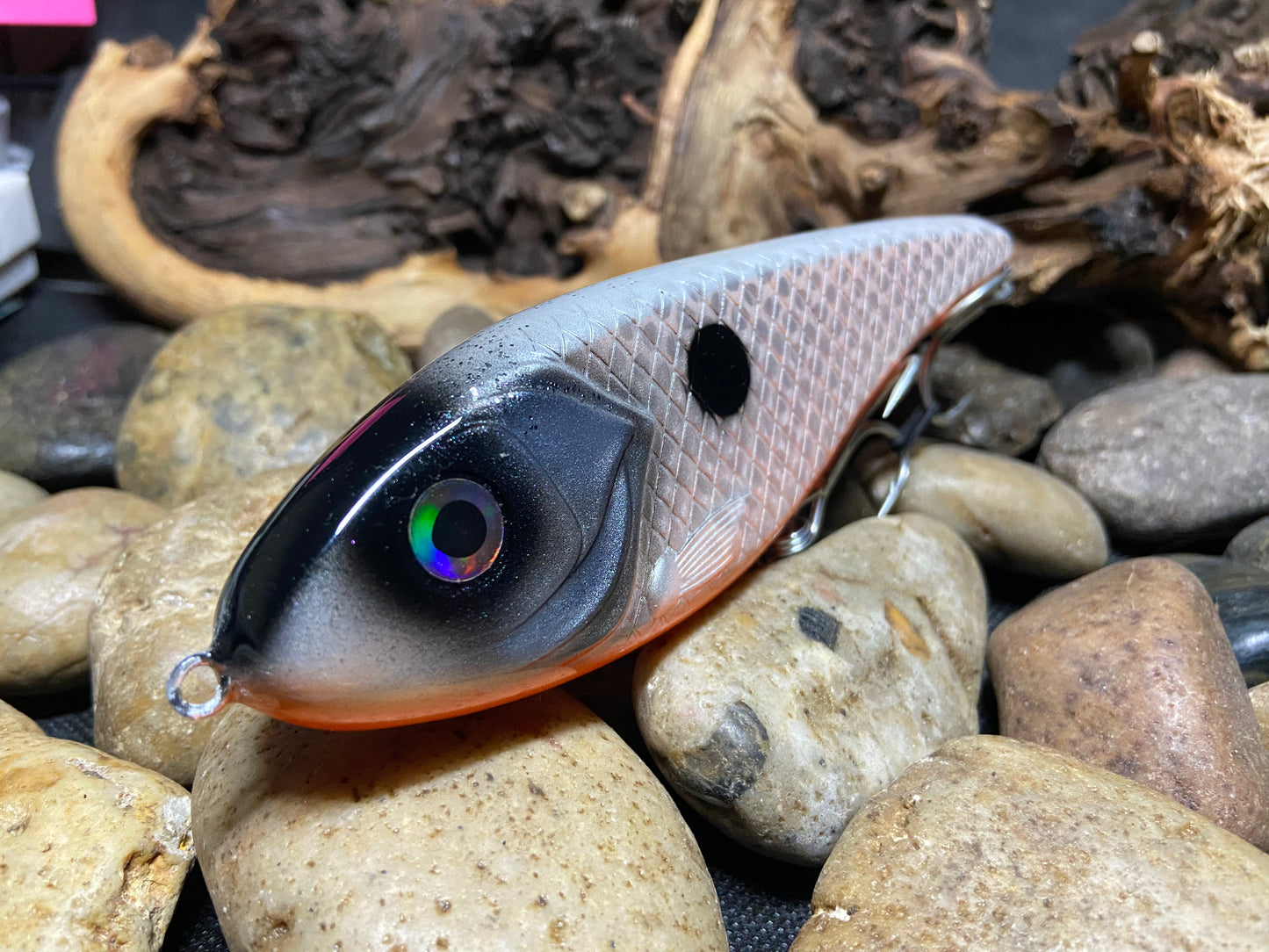 6" Big Fish Glide Bait Hot White Fish