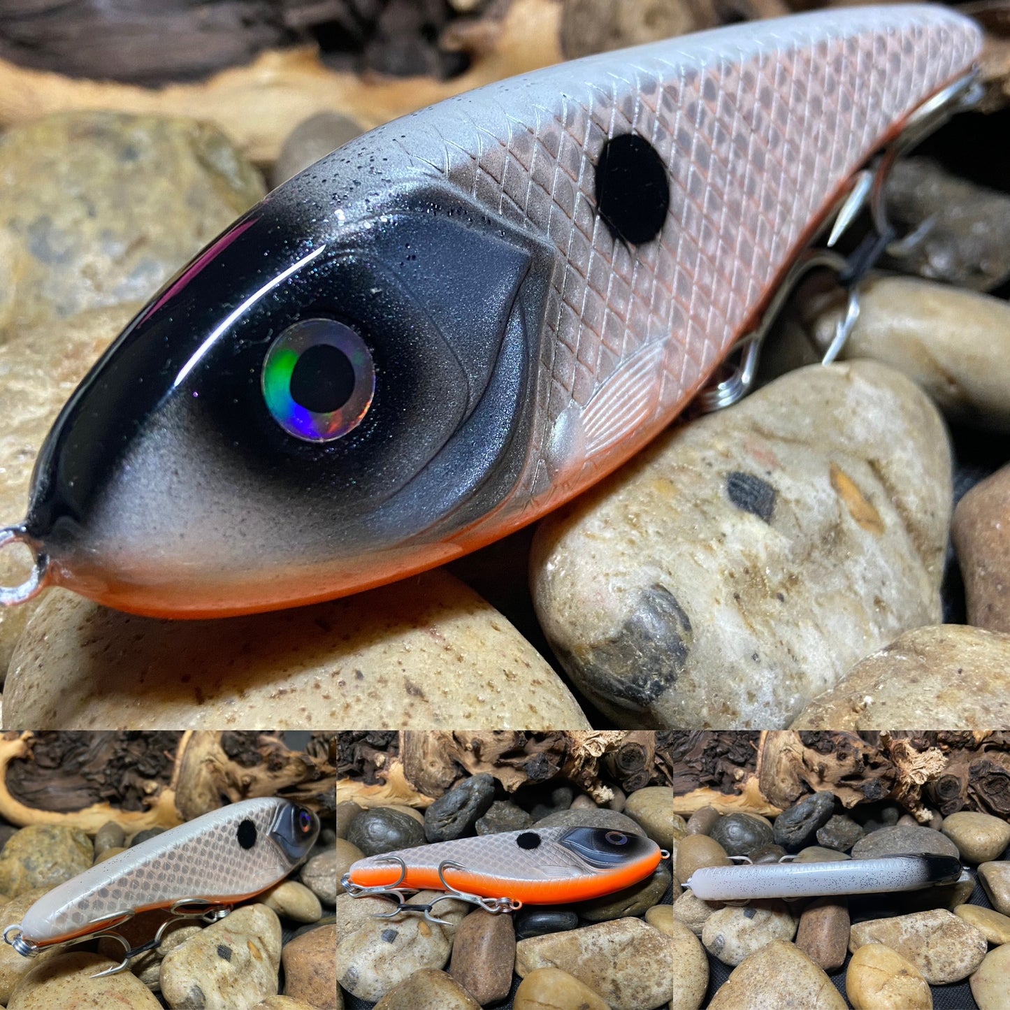 6" Big Fish Glide Bait Hot White Fish