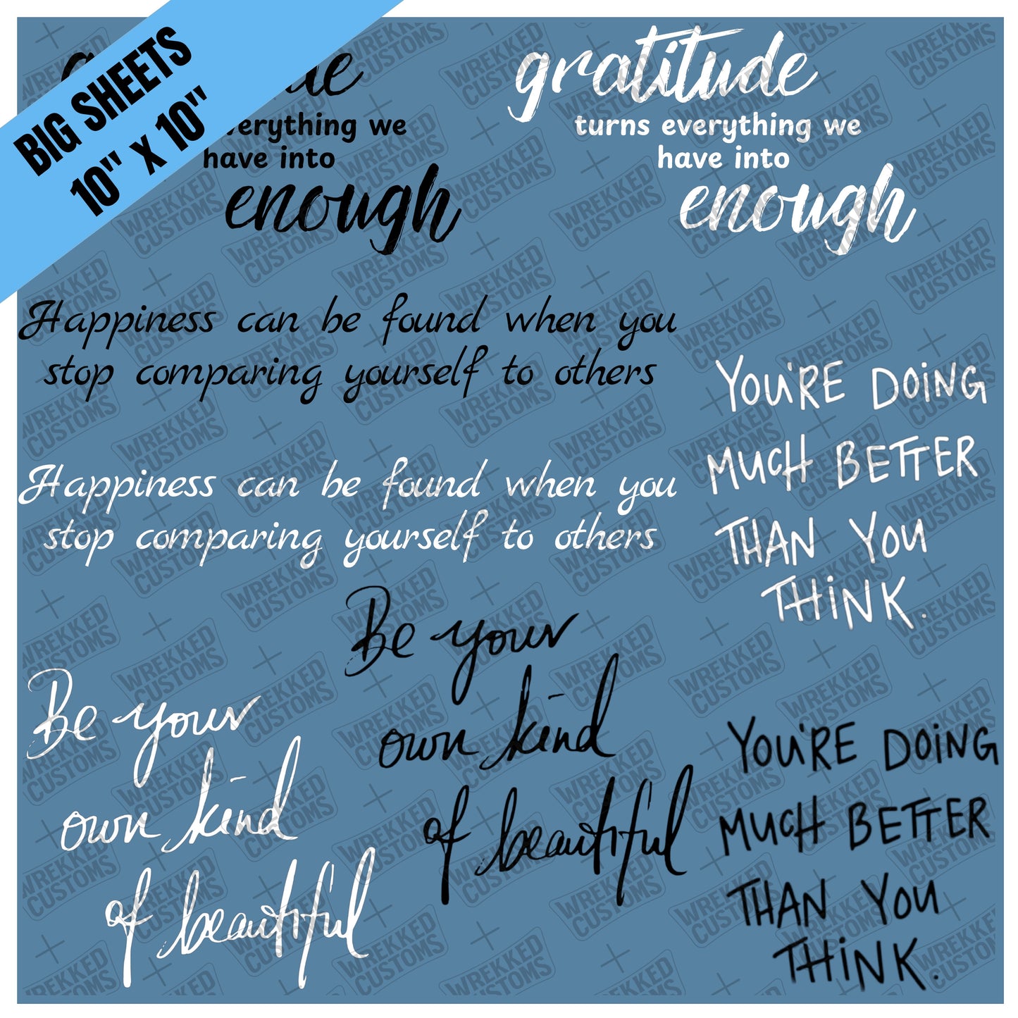 Sayings Sheet #8 - Black & White Words (10x10)