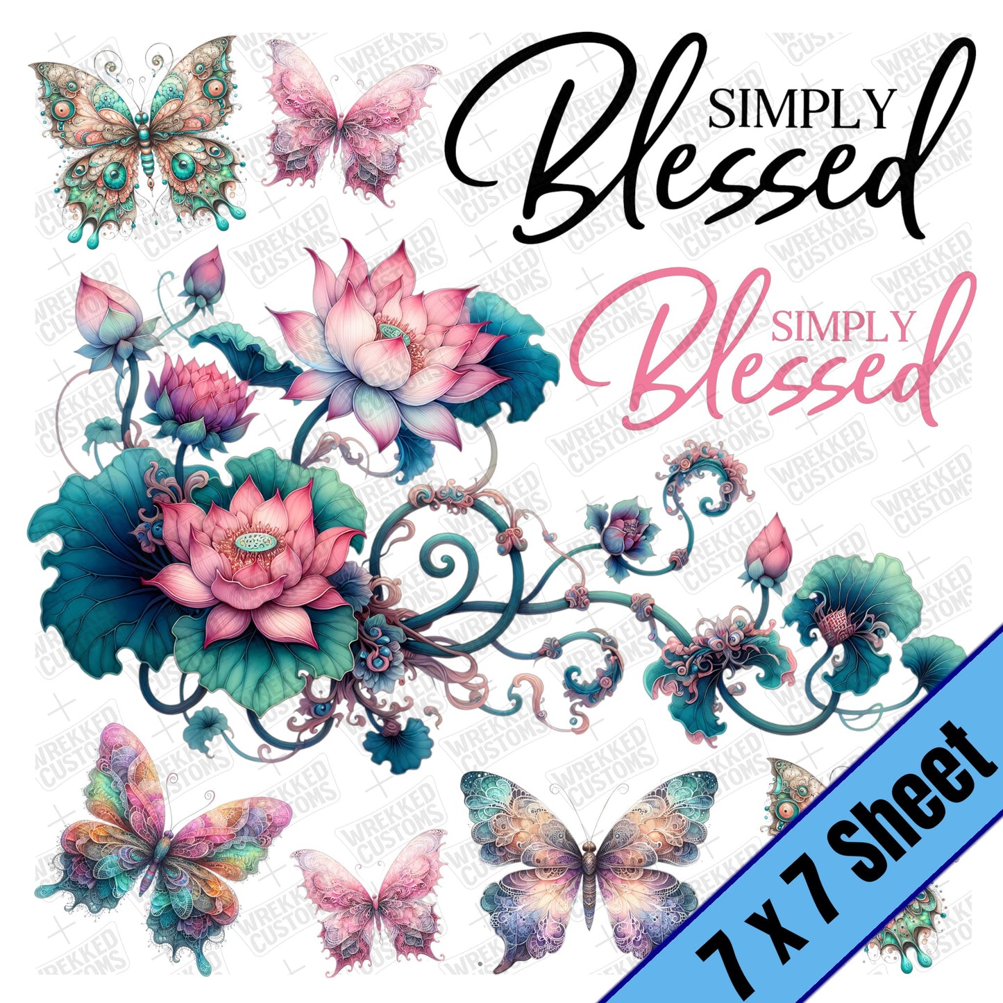 Simply Blessed Floral & Butterflies (7x7)