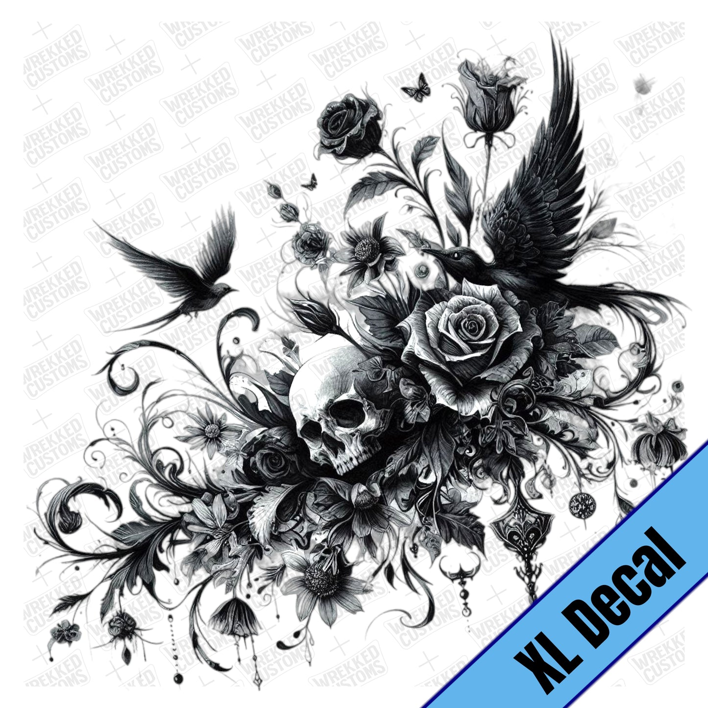 XL Skull & Flowers