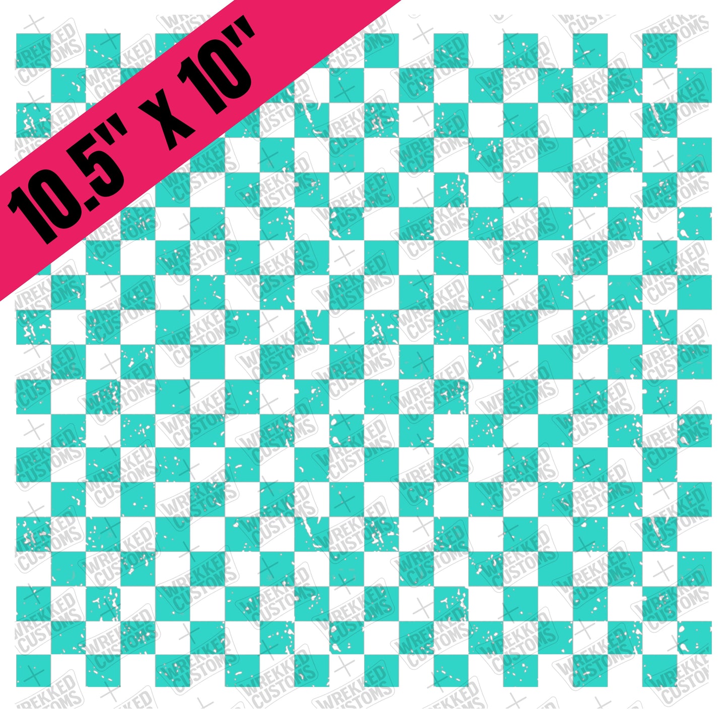 Teal Distressed Checker (BS)