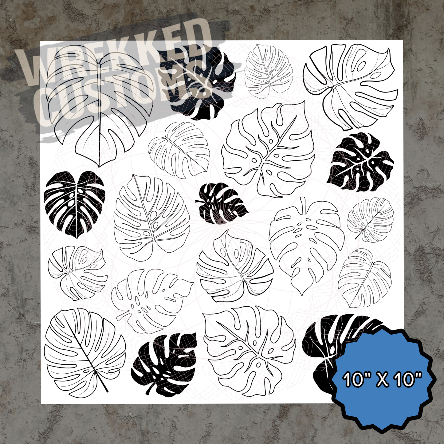 Monstera Outline (10x10)