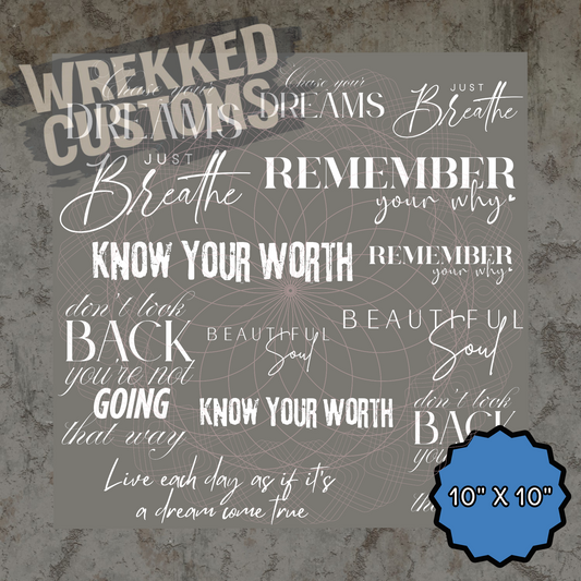 Saying Sheet #2- White Words (10x10)
