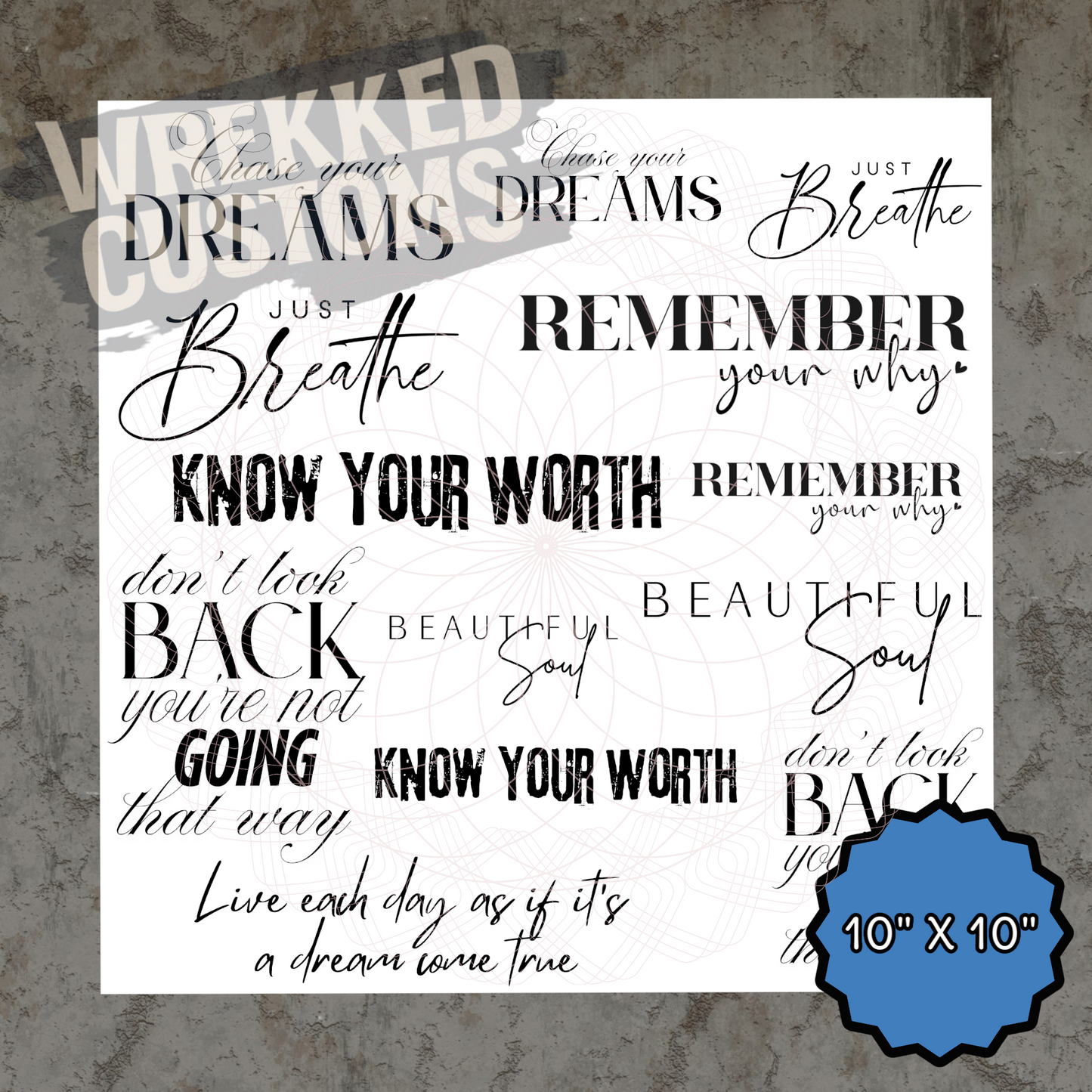 Saying Sheet #2- Black Words (10x10)