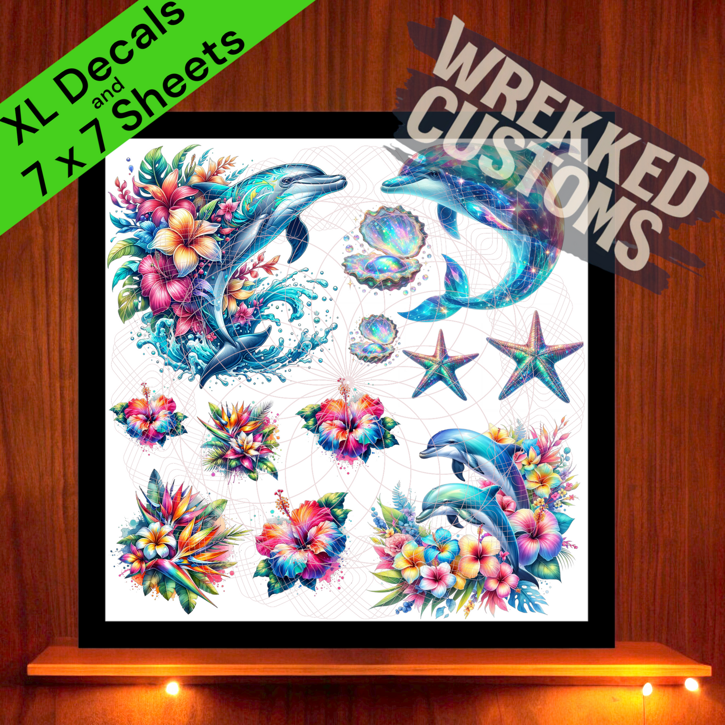 Tropical Dolphins Sheet (7x7)