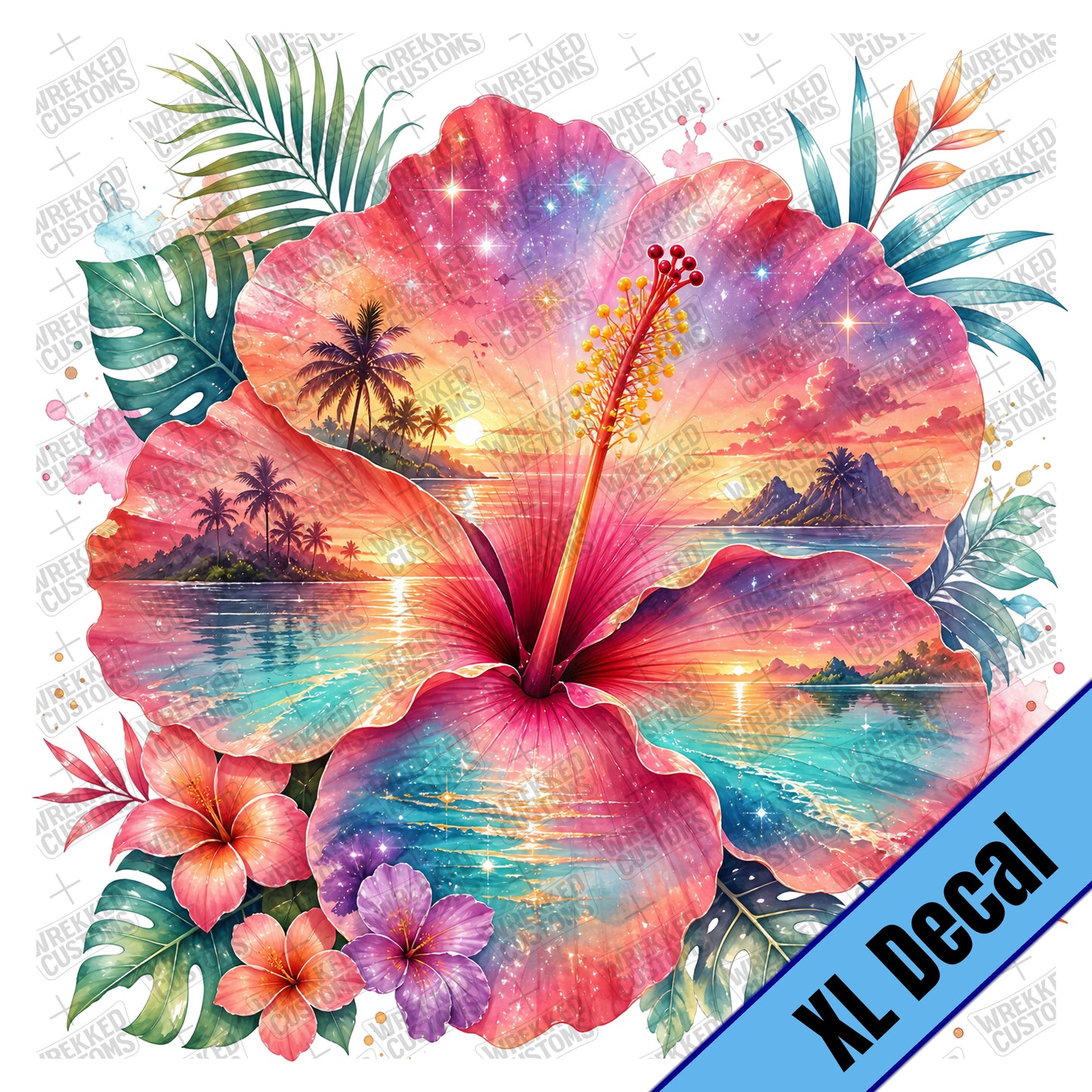 XL Bright Hibiscus Scenery