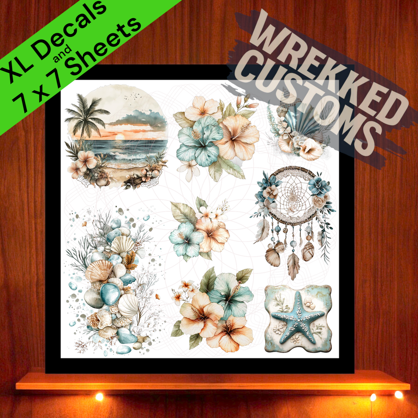 Seashells & Floral (7x7)