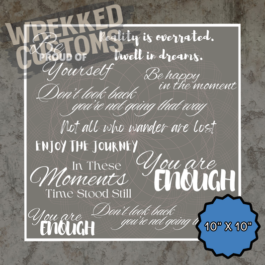 Saying Sheet #1 - White Words (10x10)