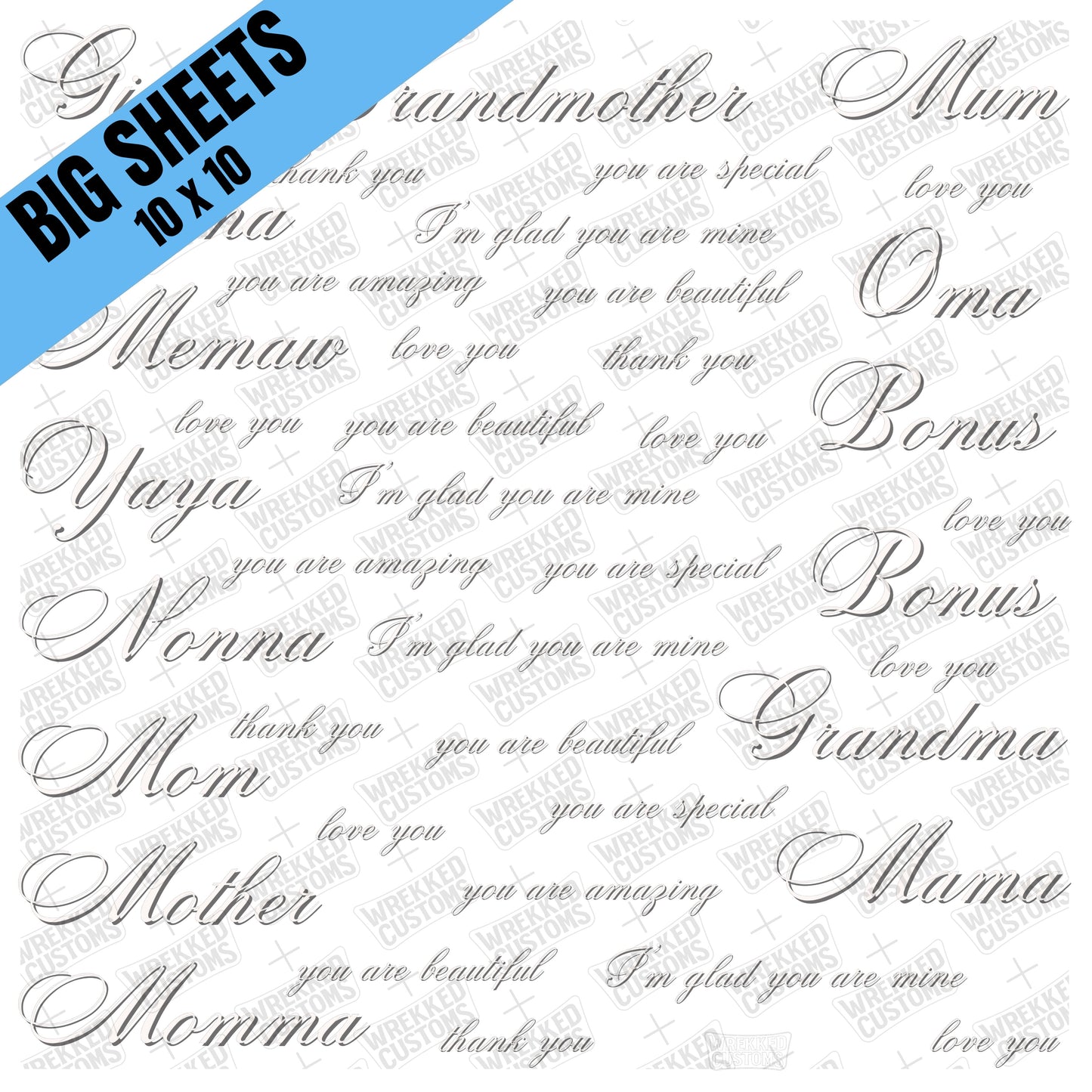 Mother Word Sheet - White over (BS)
