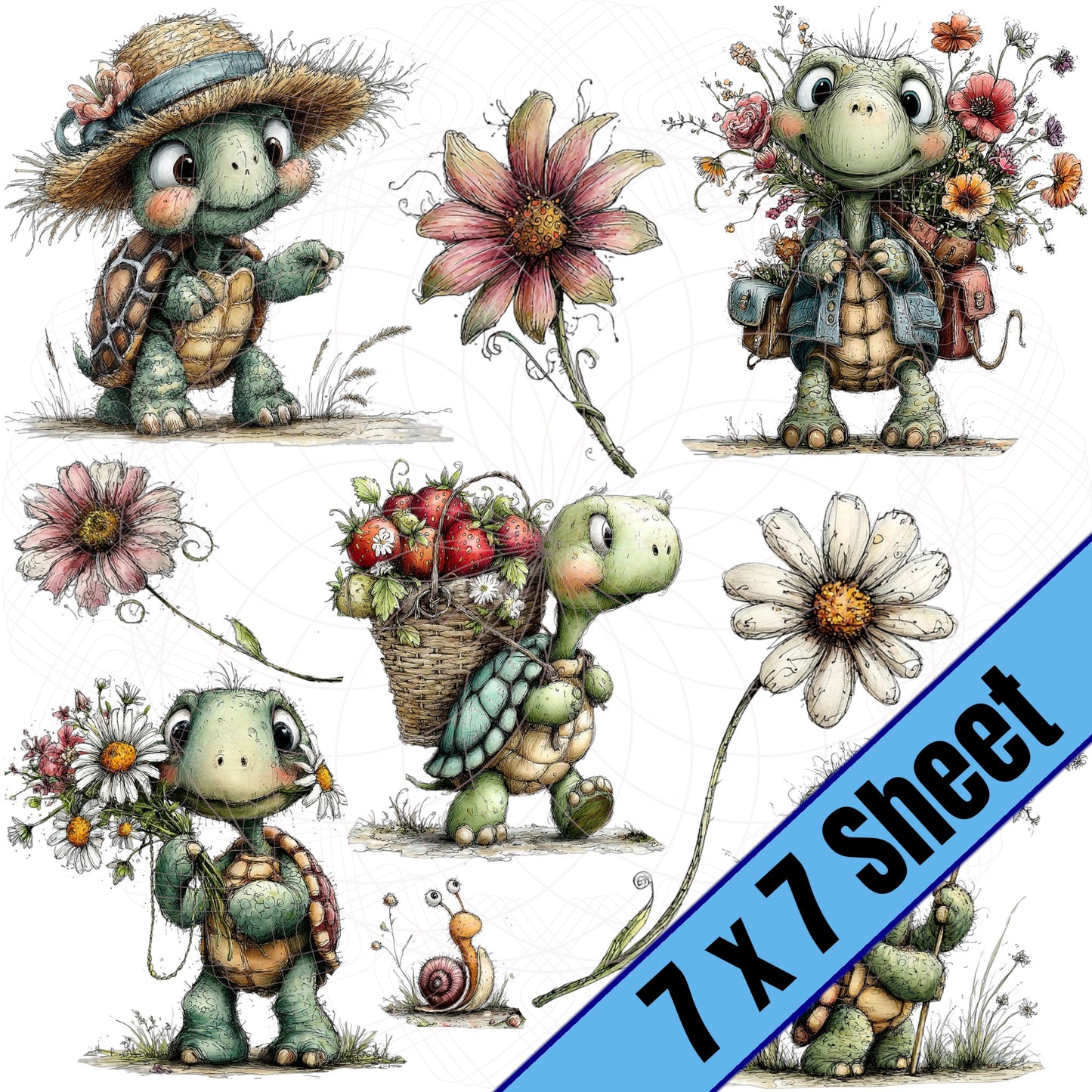 Whimsical Turtles (7x7)