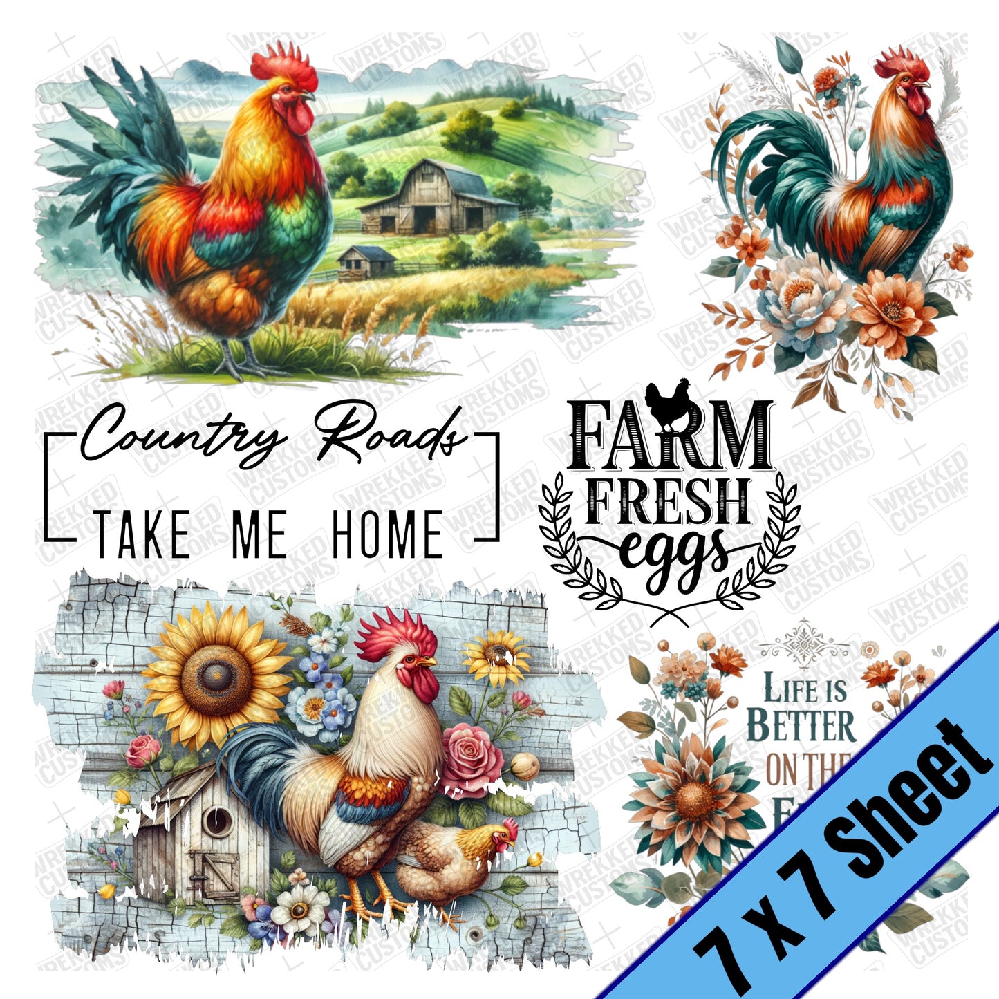 Chicken Farm Fresh Eggs (7x7)