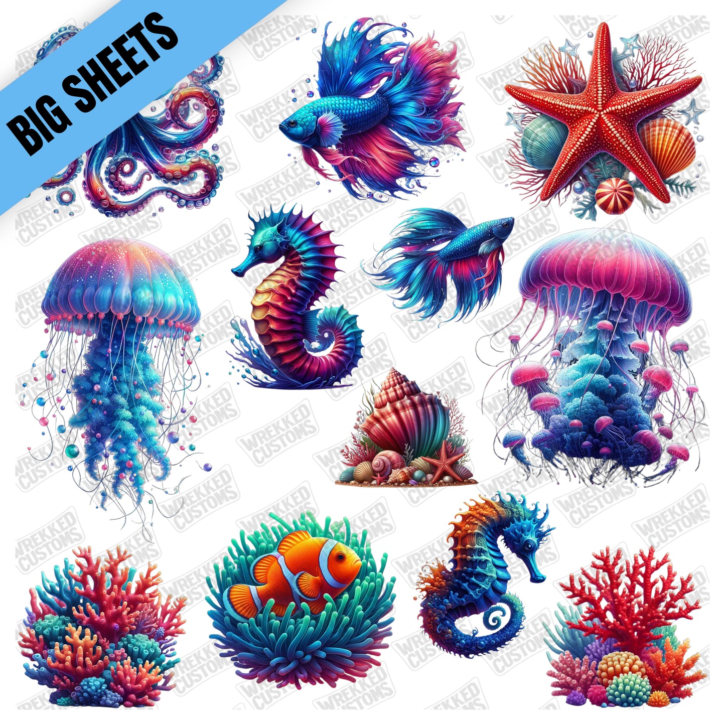 Colorful Ocean Animals (10x10)