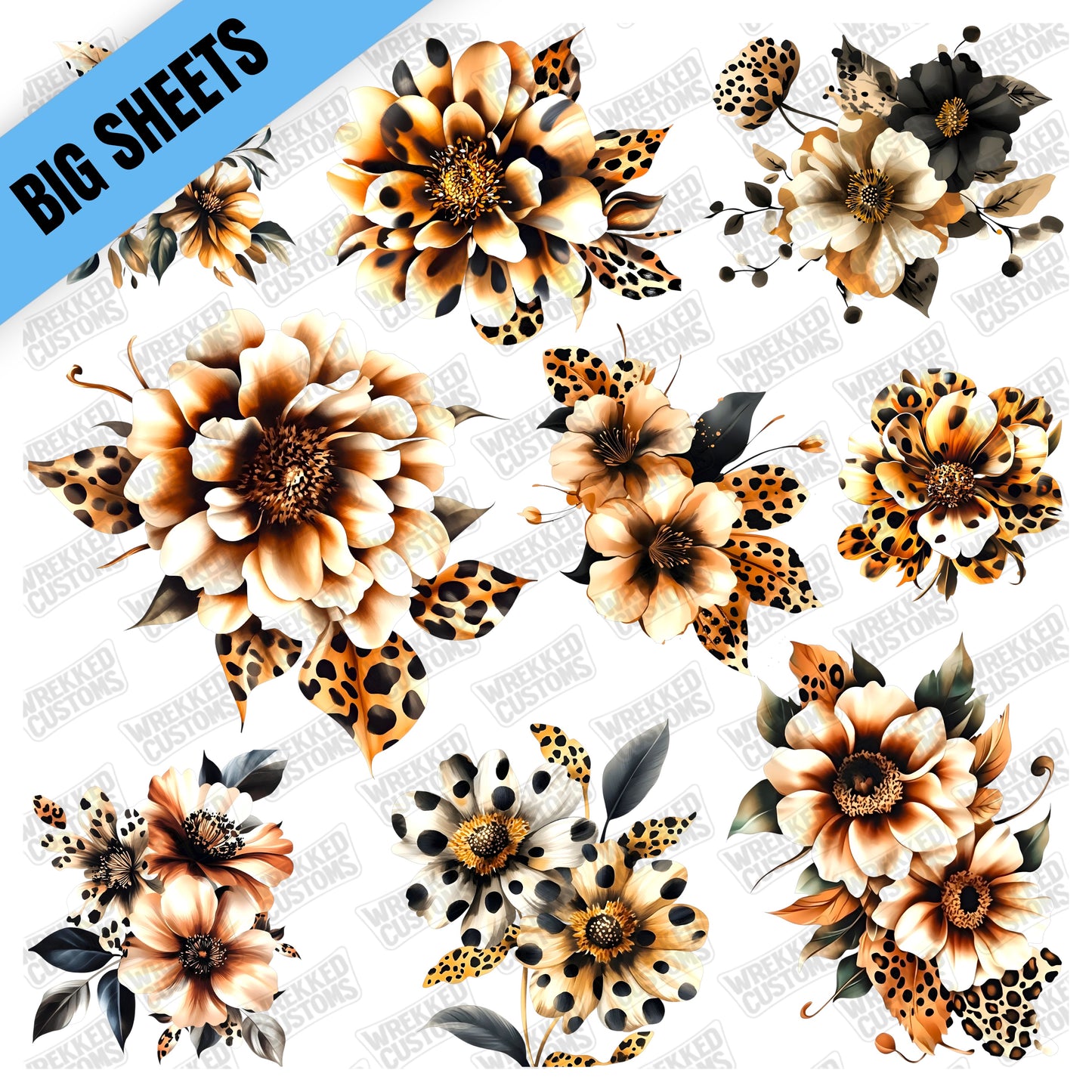 Leopard Beige Floral (10x10)