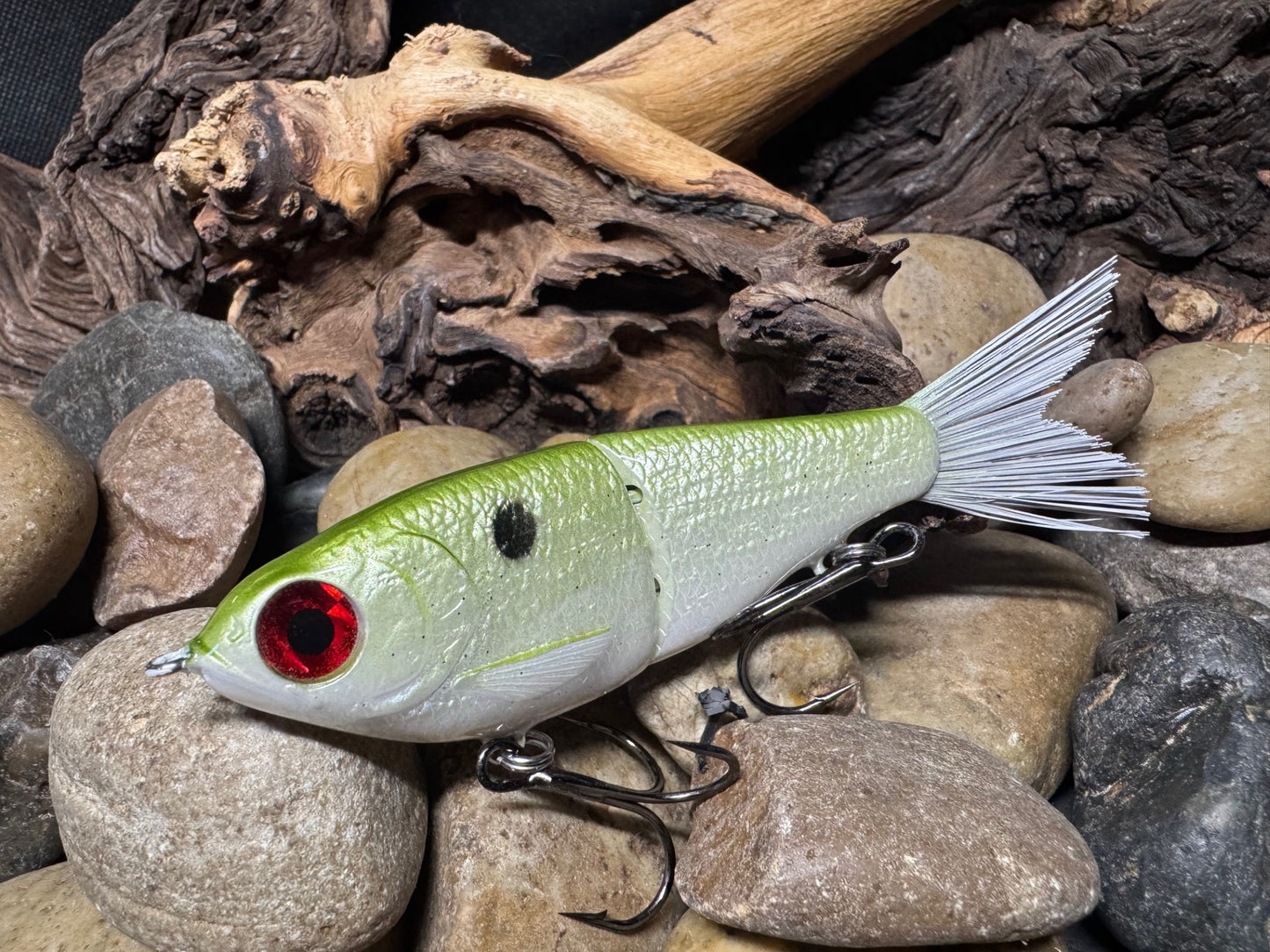 Swim Shad Jointed Glide Bait Pearl Chrome Green Pattern