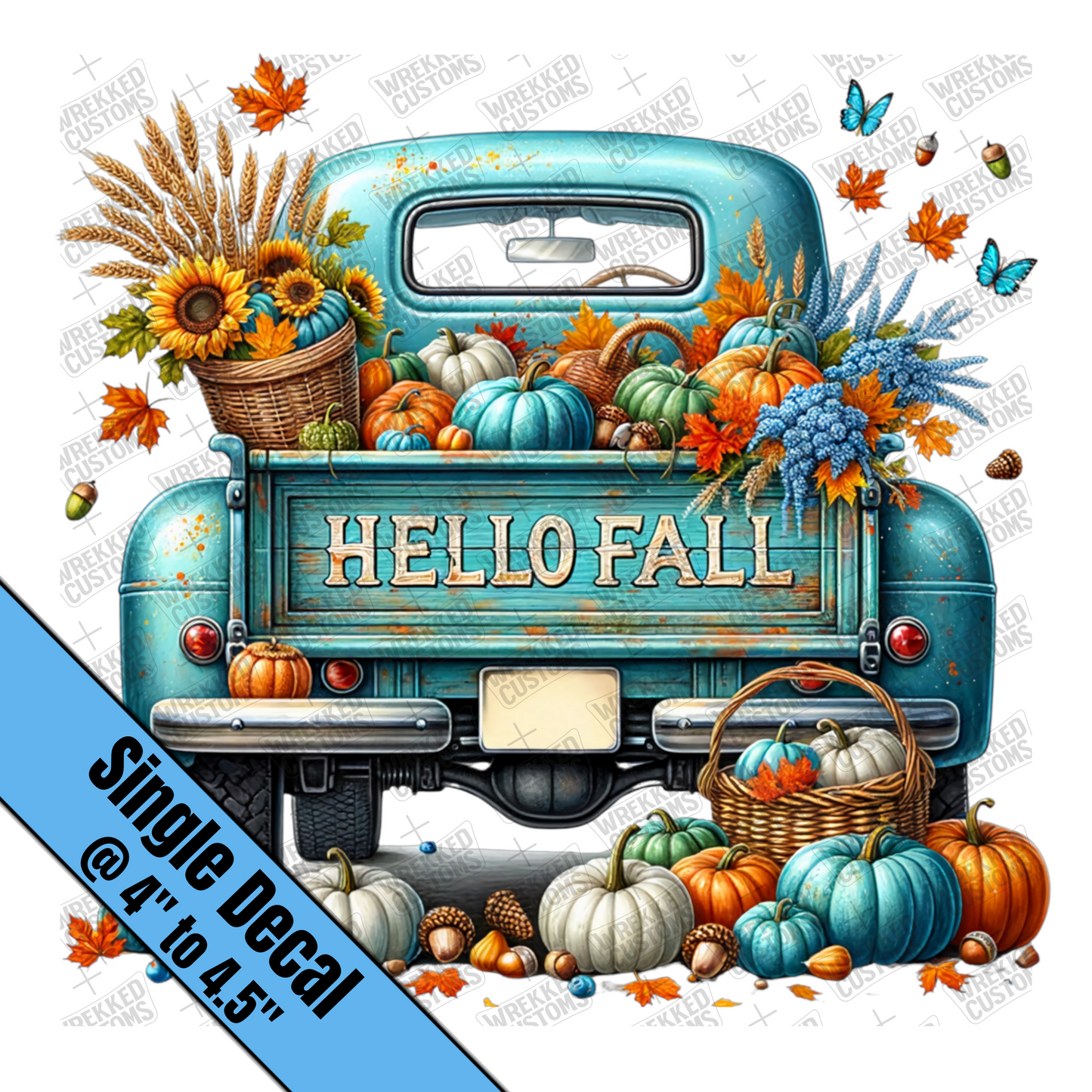 Teal Old Fashioned Fall Truck