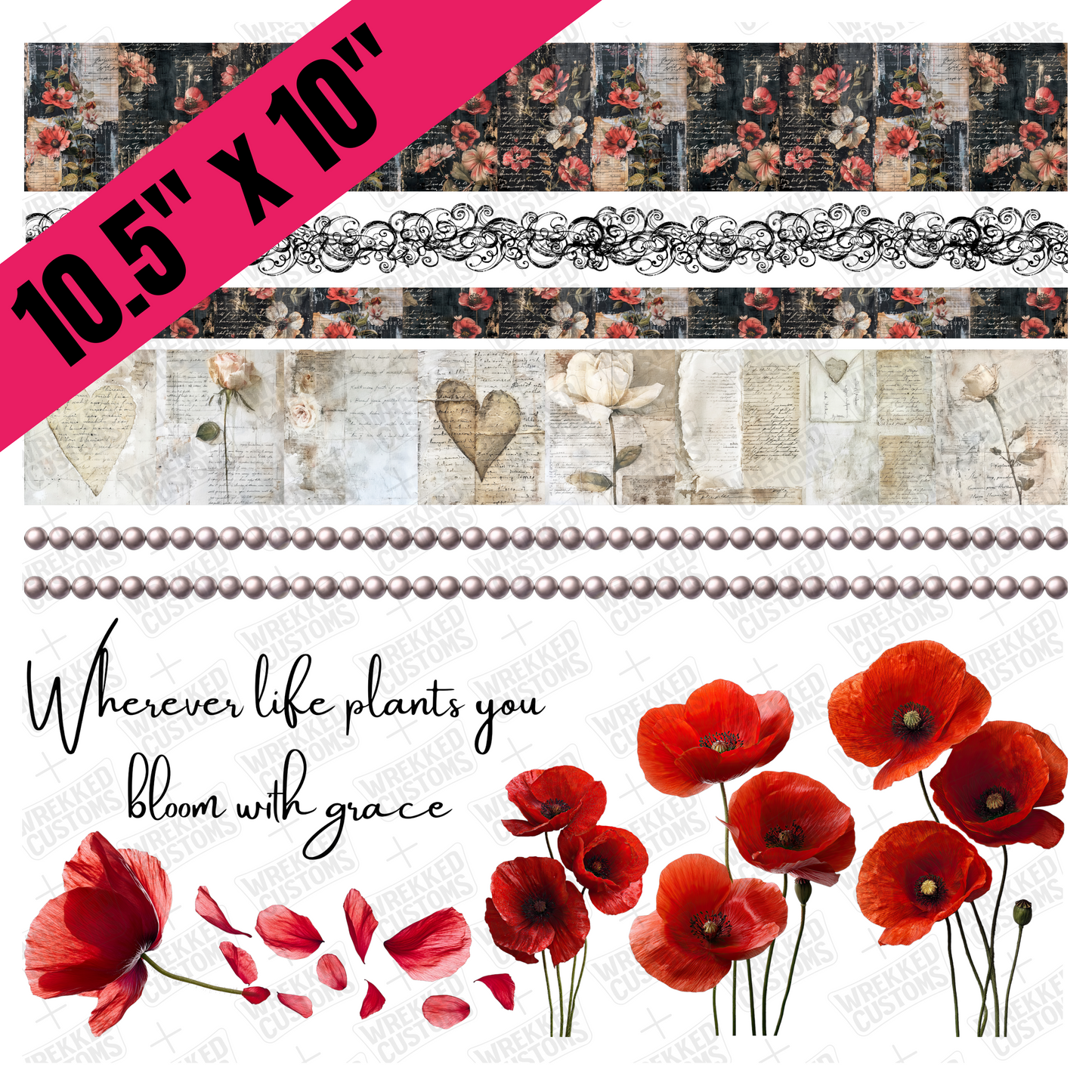 10.5" Poppies & Strips (BS)