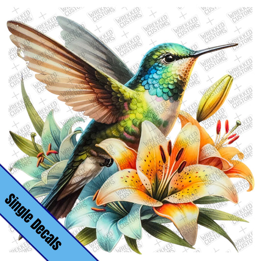 Hummingbird & Lillies