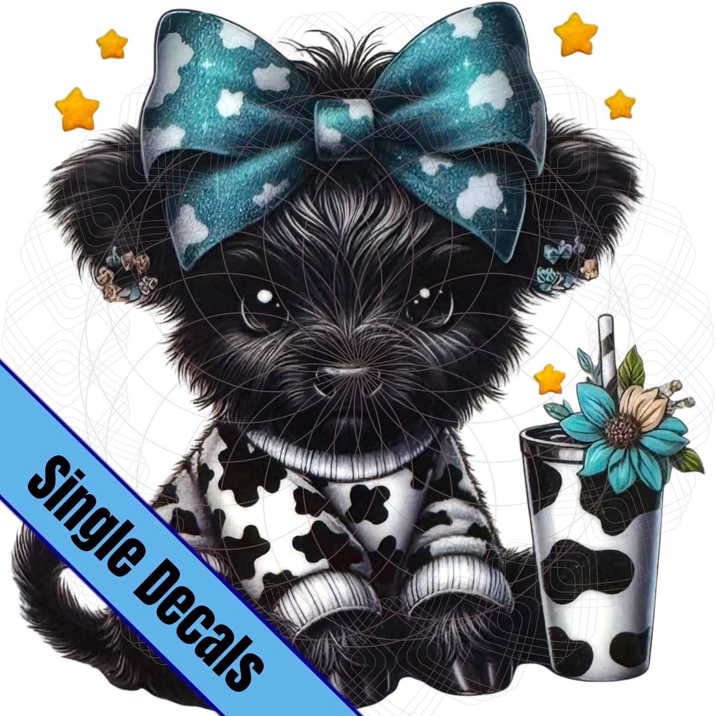 Teal bow & Cow Print Shirt