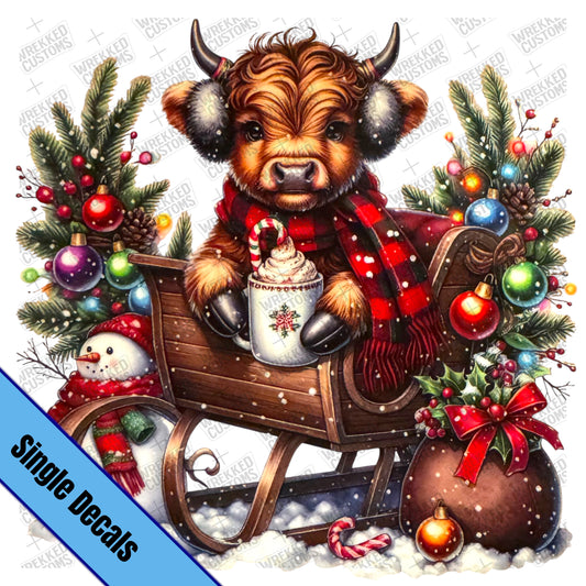 Sleigh Cow w/plaid Scarf