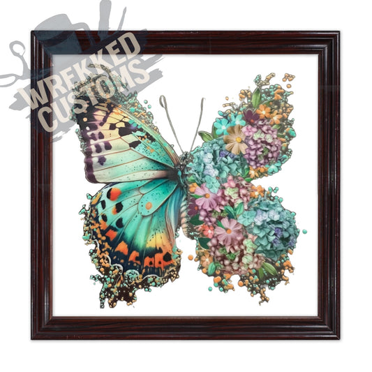 Teal Butterfly w/Floral Wing