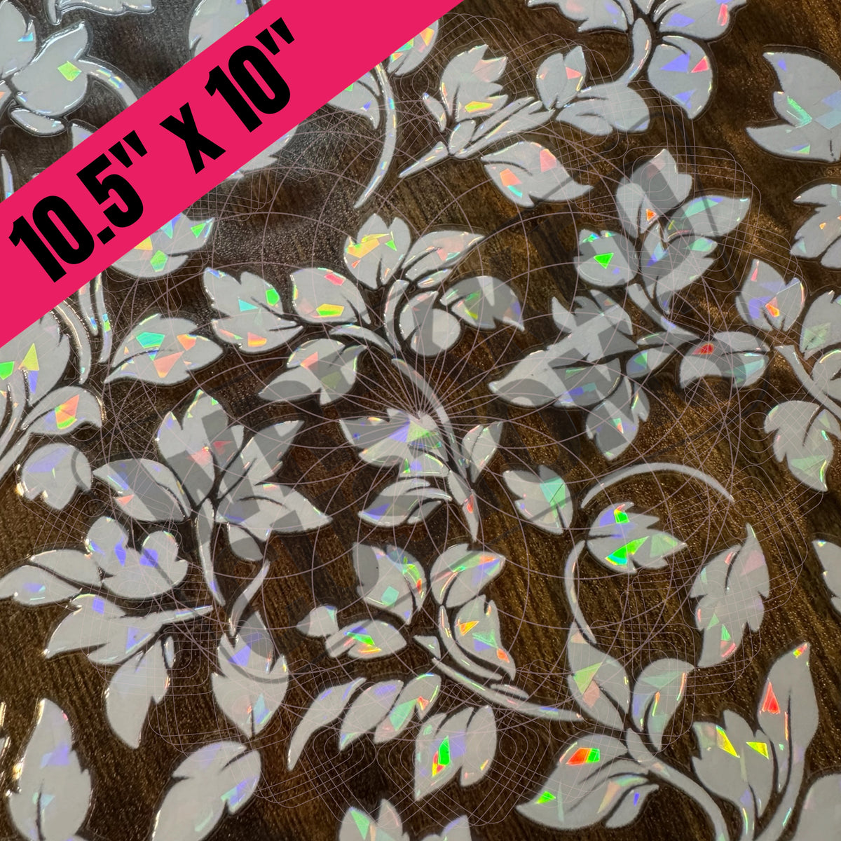 Fragmented Holographic White Leaf Pattern (BS)