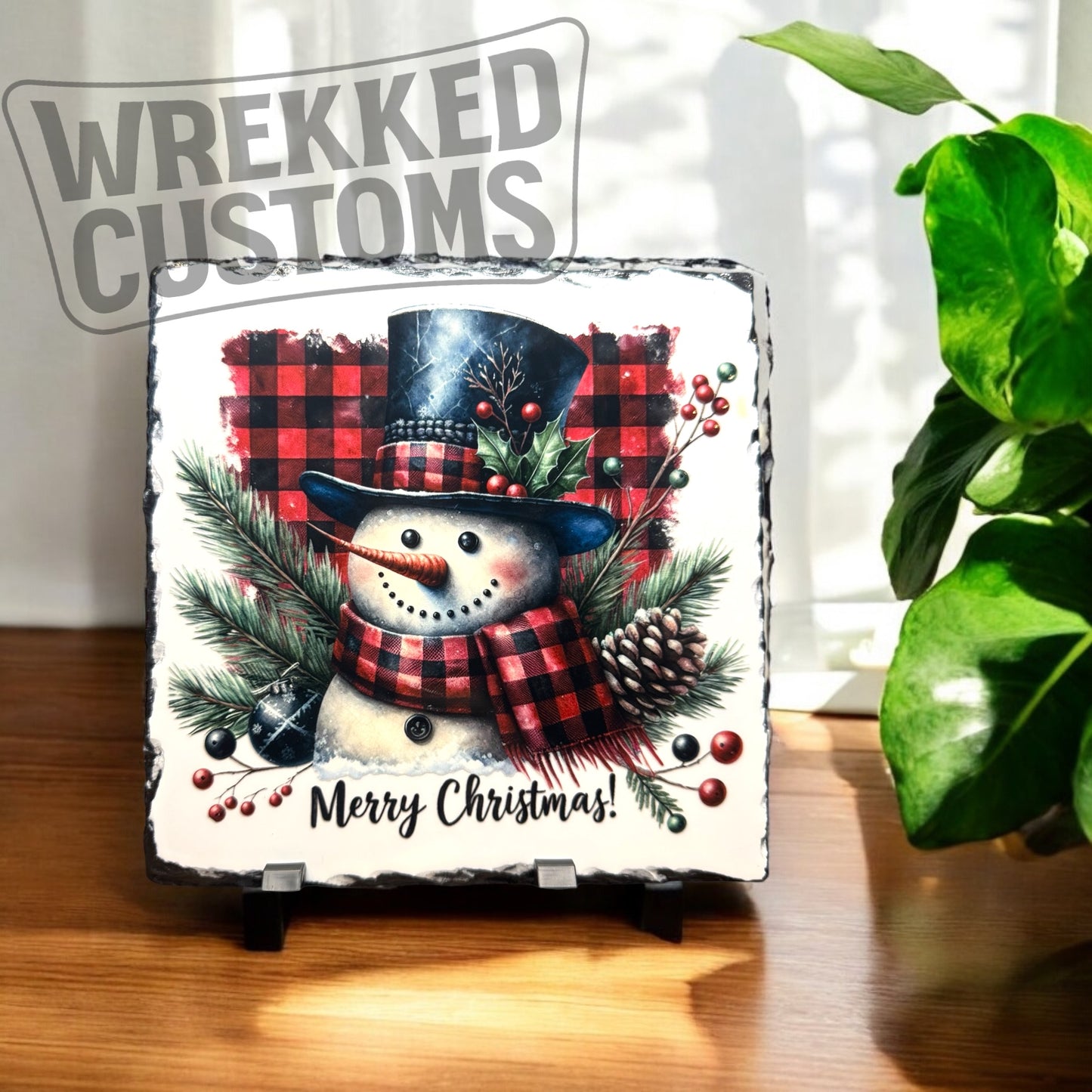 Plaid Snowman Slate