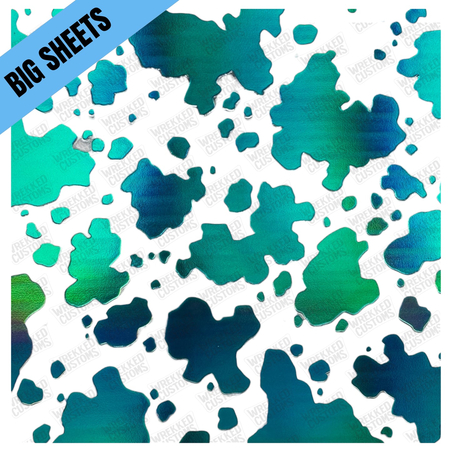 Teal Holographic Cow Print (BS)