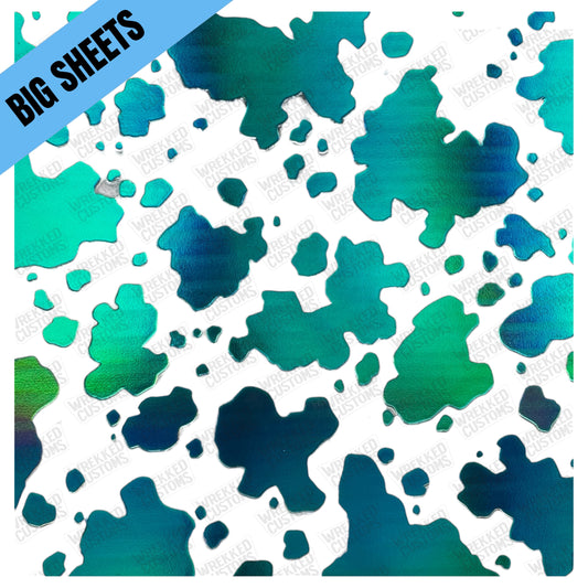 Teal Holographic Cow Print (BS)