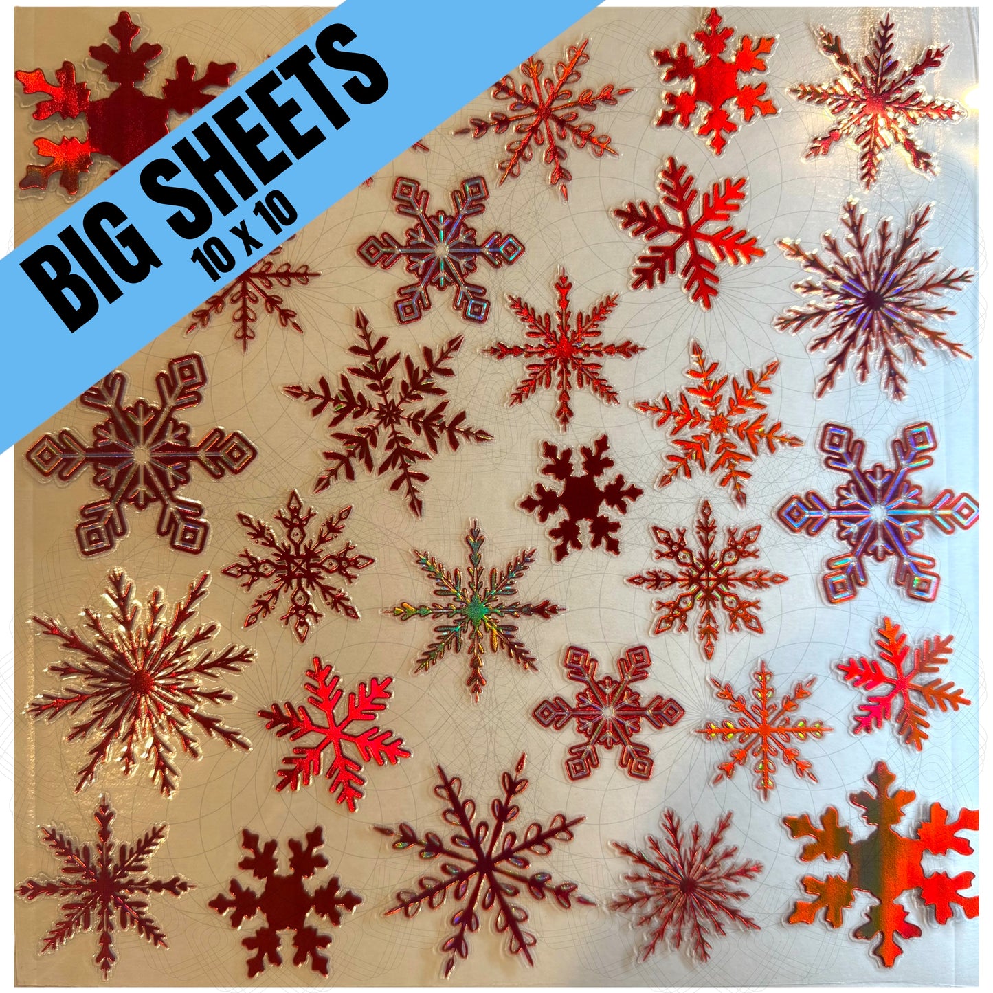 Red Holographic Snowflakes (BS)