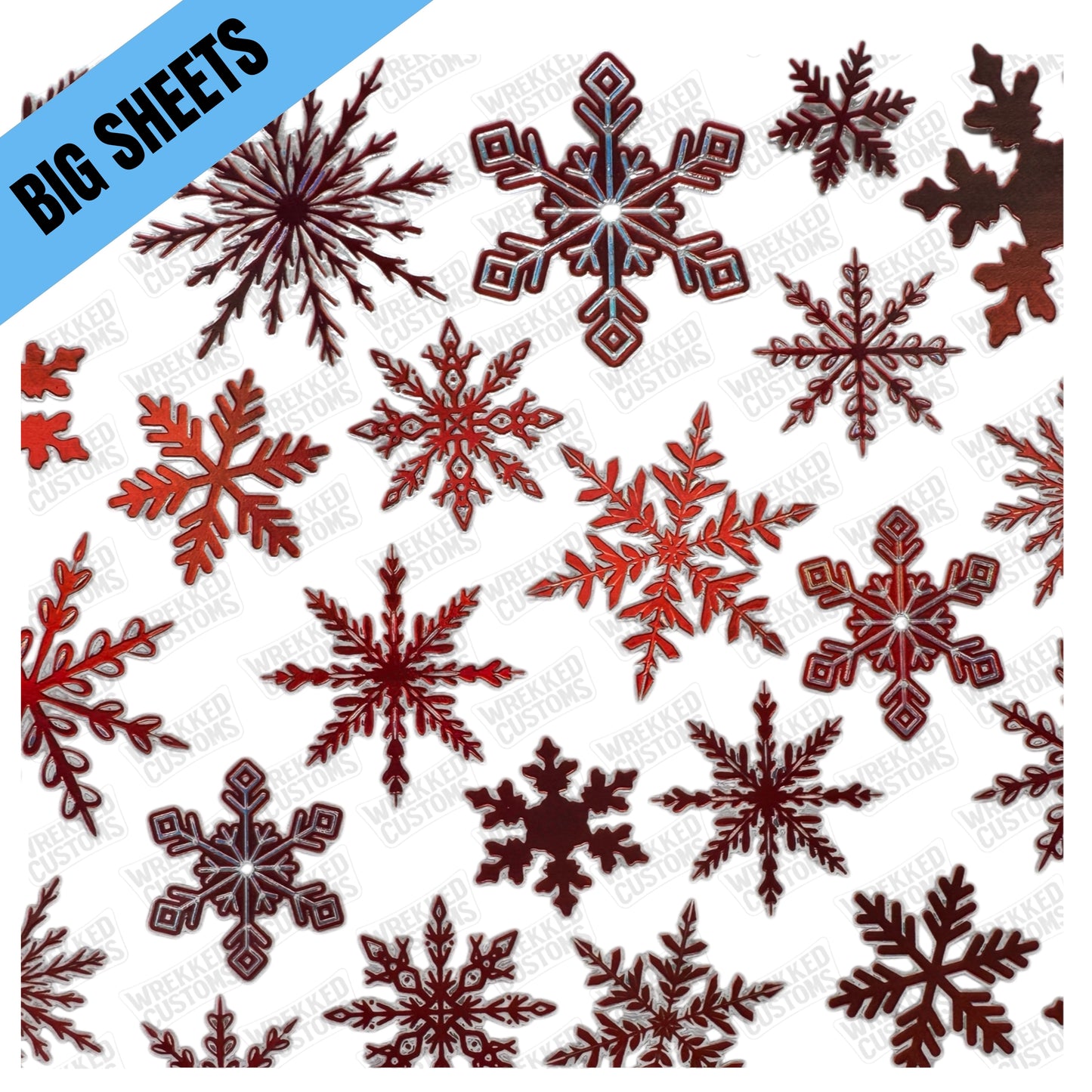 Red Holographic Snowflakes (BS)