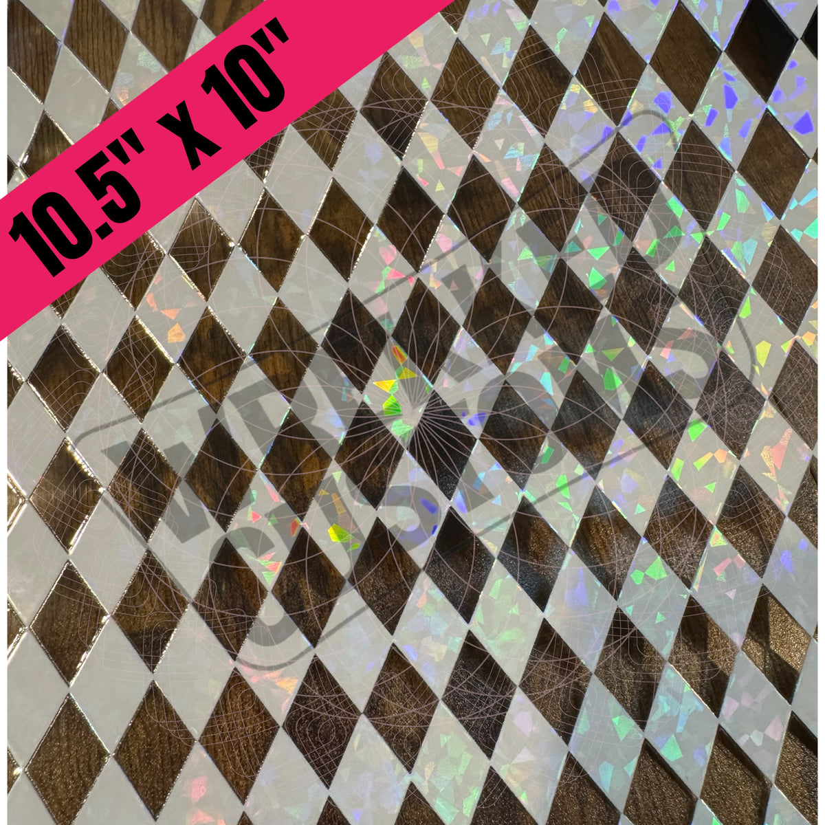 Fragmented Holographic White Argyle (BS)