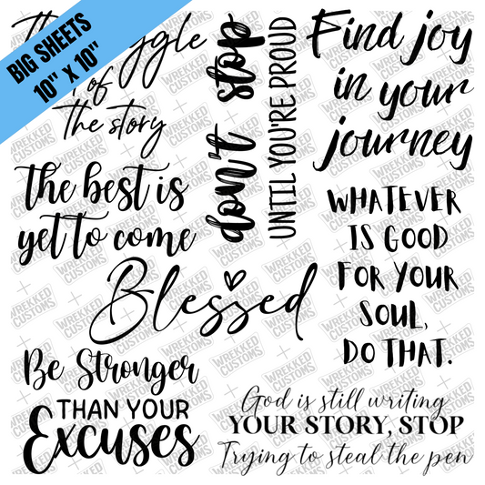 Sayings Sheet #7 - Black Words (10x10)