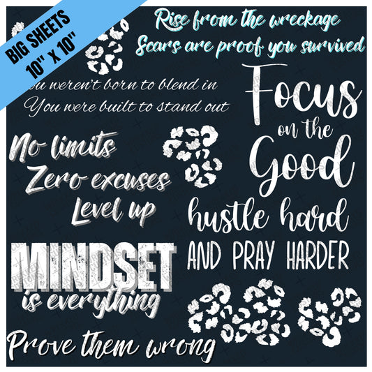 Sayings Sheet #6 - White Words (10x10)