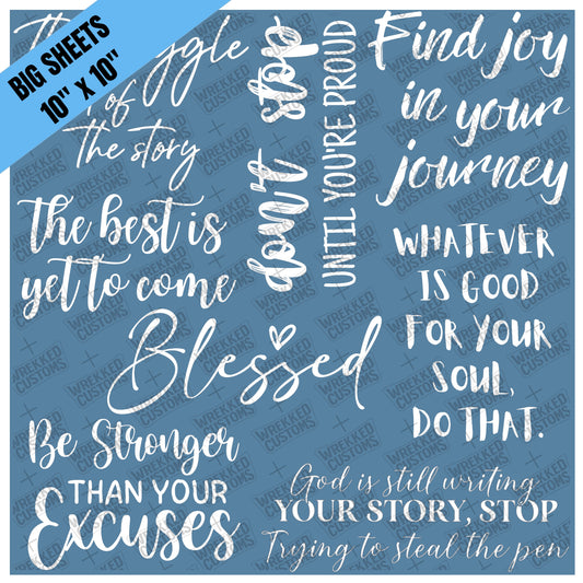 Sayings Sheet #7 - White Words (10x10)