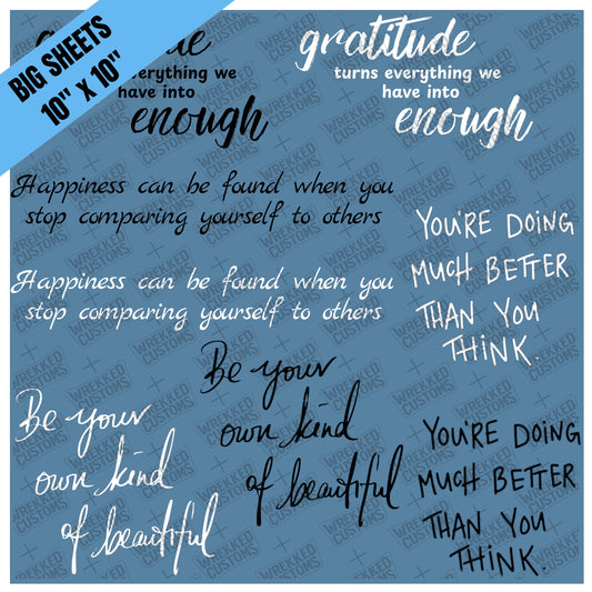 Sayings Sheet #8 - Black & White Words (10x10)