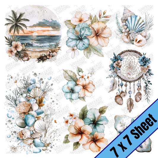 Seashells & Floral (7x7)