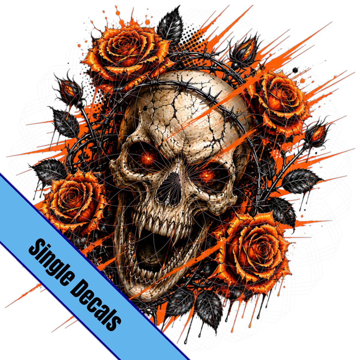 Roses, Barbed Wired Skull