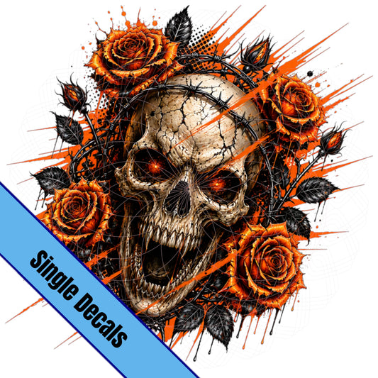 Roses, Barbed Wired Skull