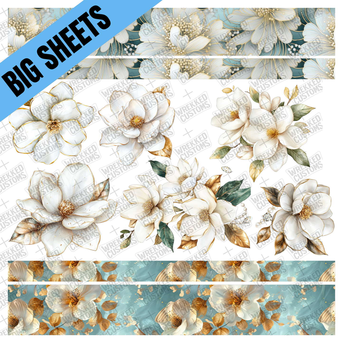 White & Gold Magnolias (BS)