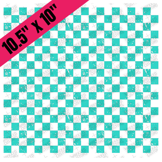 Teal Distressed Checker (BS)
