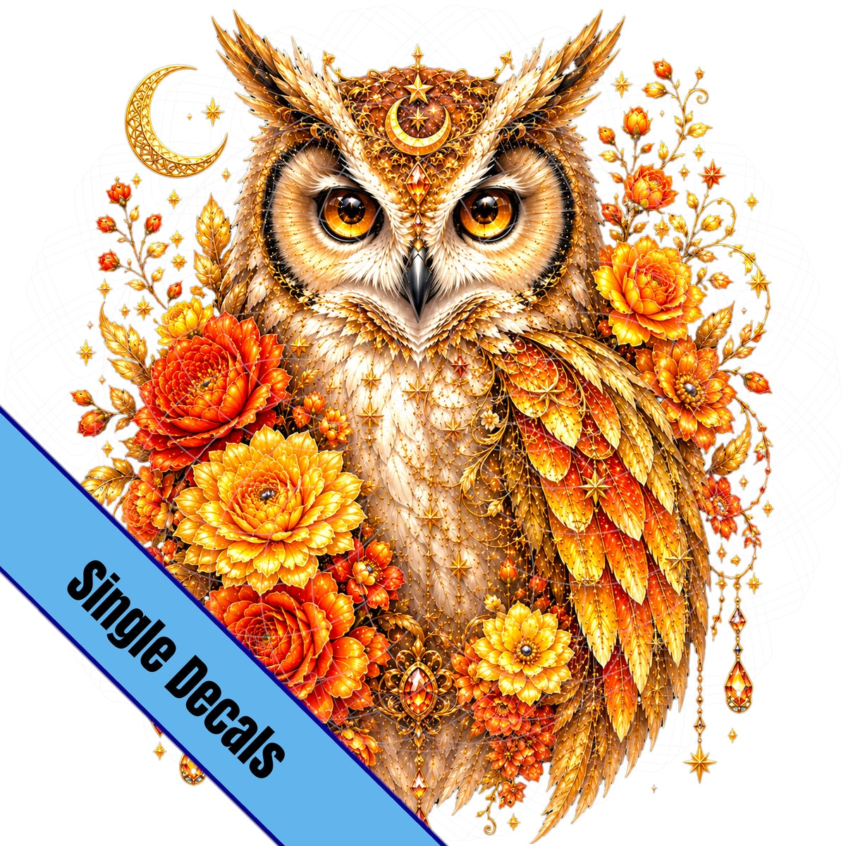 Owl, Orange Floral