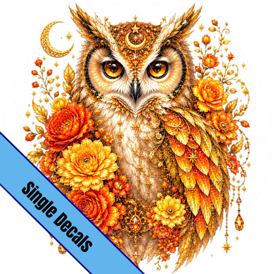 Owl, Orange Floral
