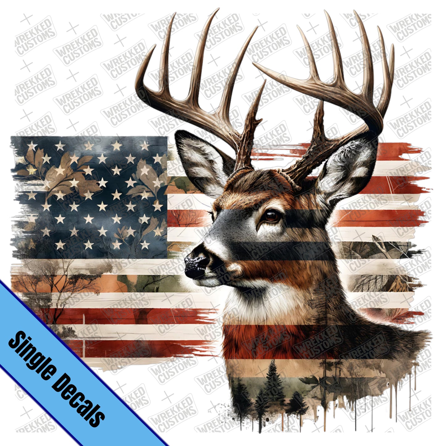 American Flag & Deer