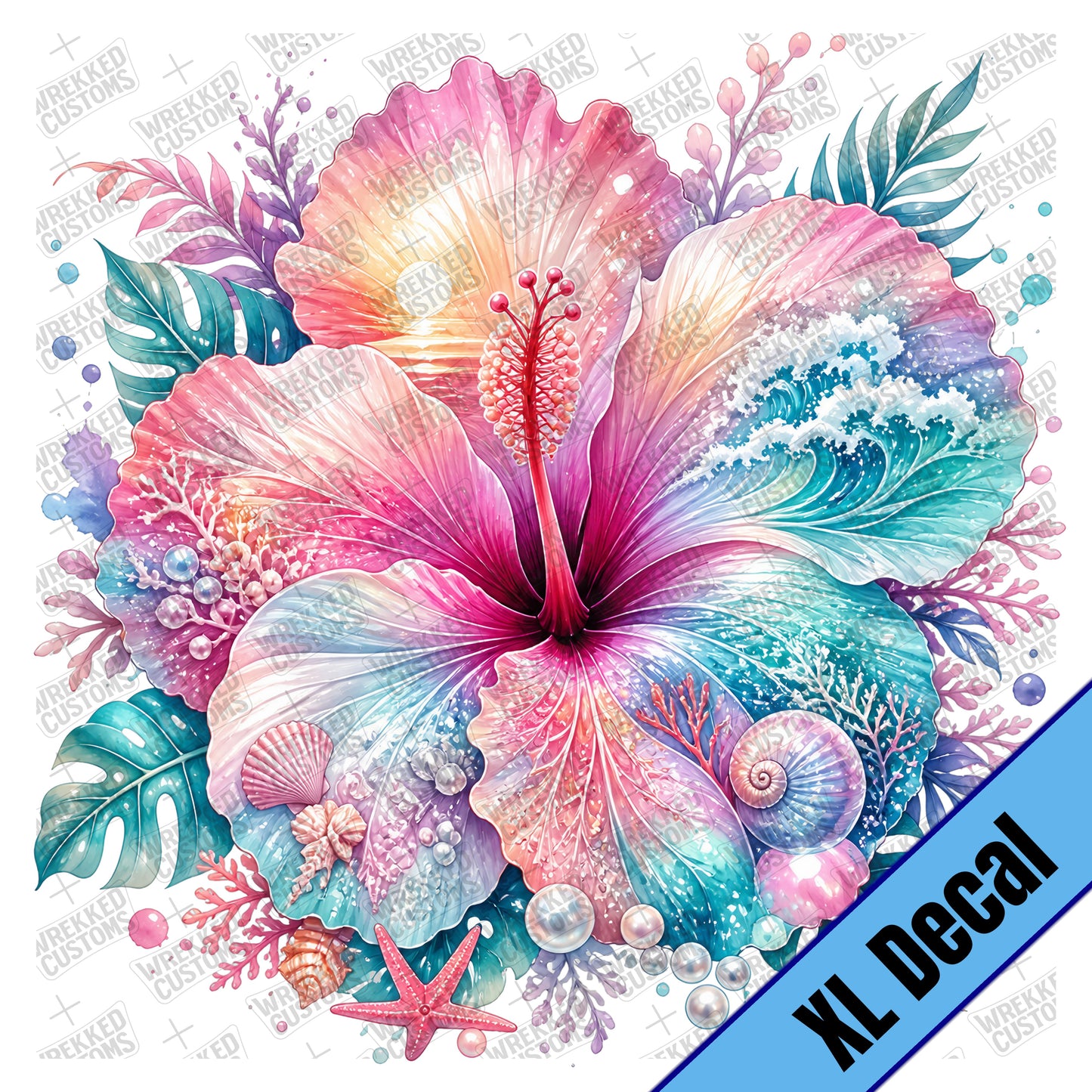XL Pastel Hibiscus Scenery