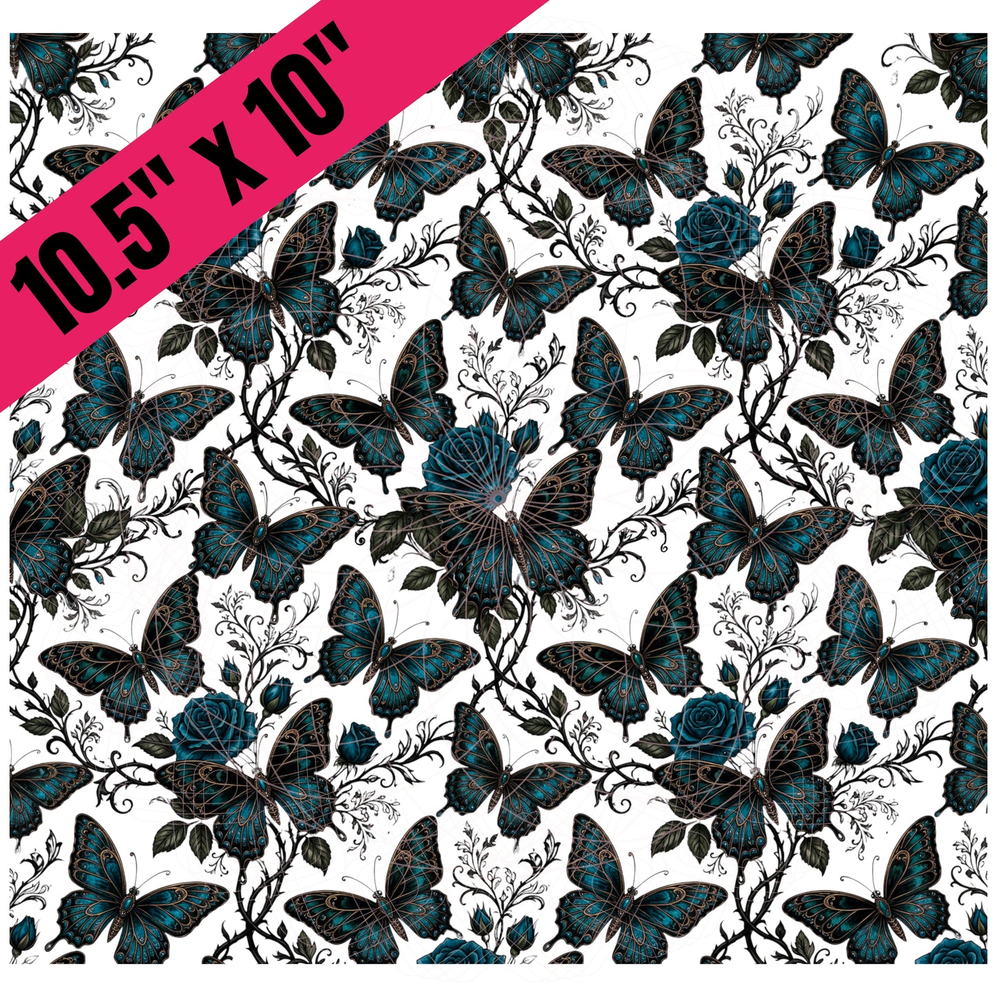 Teal Thorny Butterfly Floral (BS)