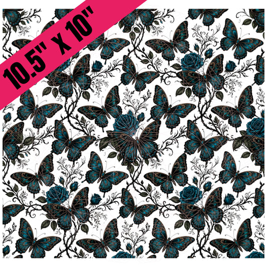 Teal Thorny Butterfly Floral (BS)