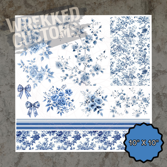 Vintage Blue Floral (10x10)